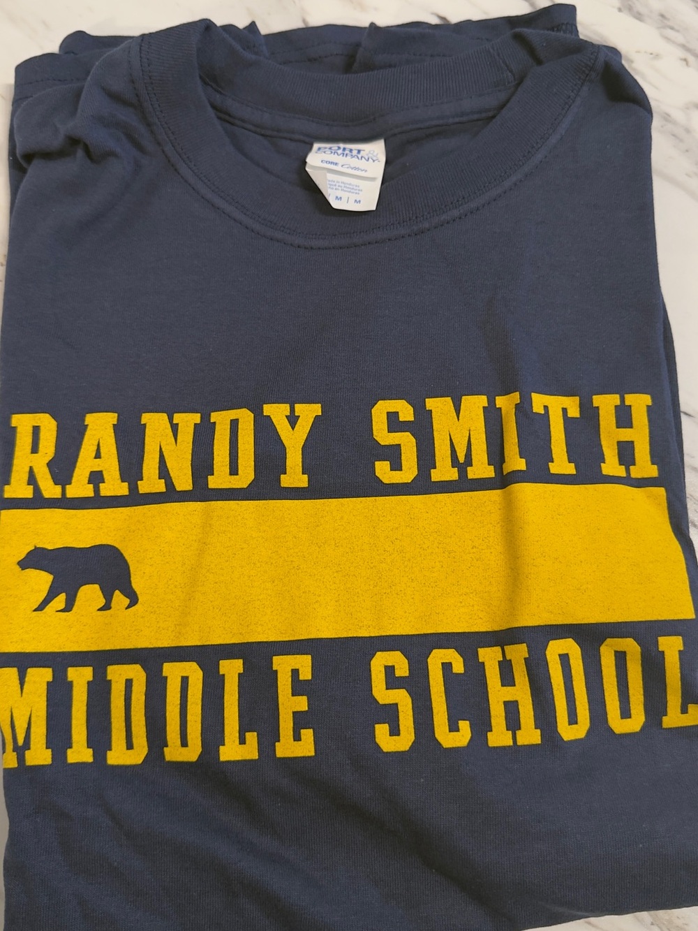 Randy Smith Middle School Navy & Yellow Kids' Graphic Tee new